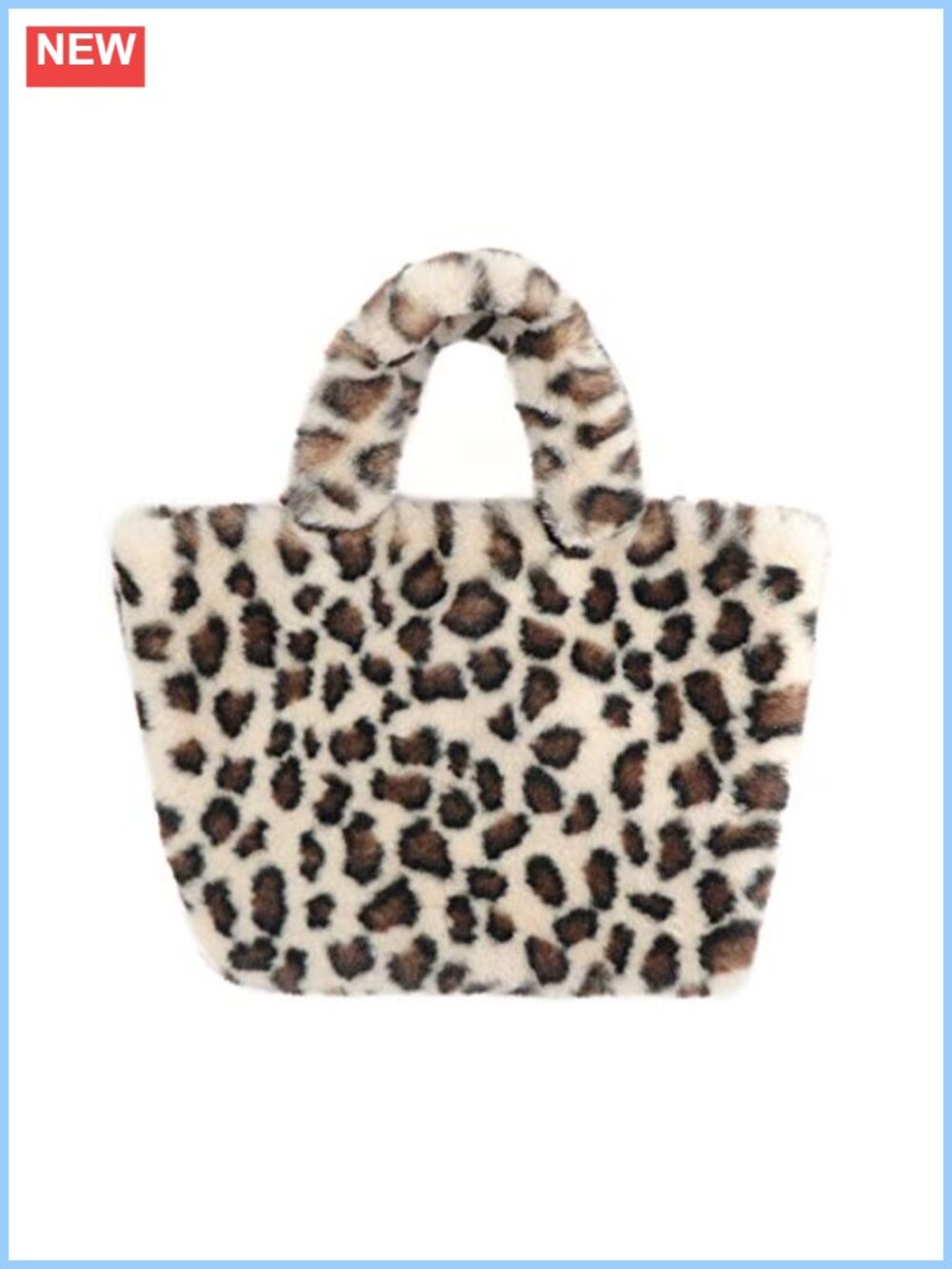 Faux Rex Rabbit Fur Leopard Print Handbag Small Fuzzy Tote Bag